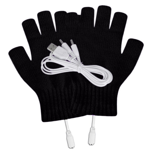 Θερμαινόμενα γάντια πλεξίματος χωρίς δάχτυλα USB, μαύρα