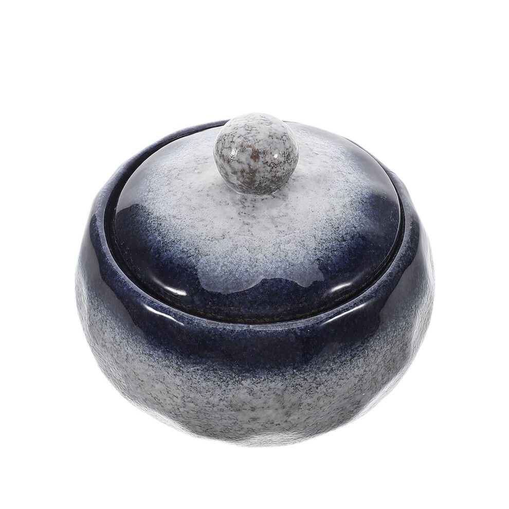 FRCOLOR ceramic ramen bowl with lid 1 piece blue