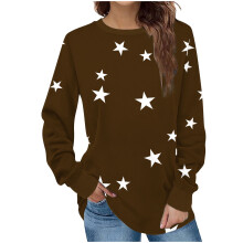 Blusa túnica informal de manga larga con cuello redondo para mujer