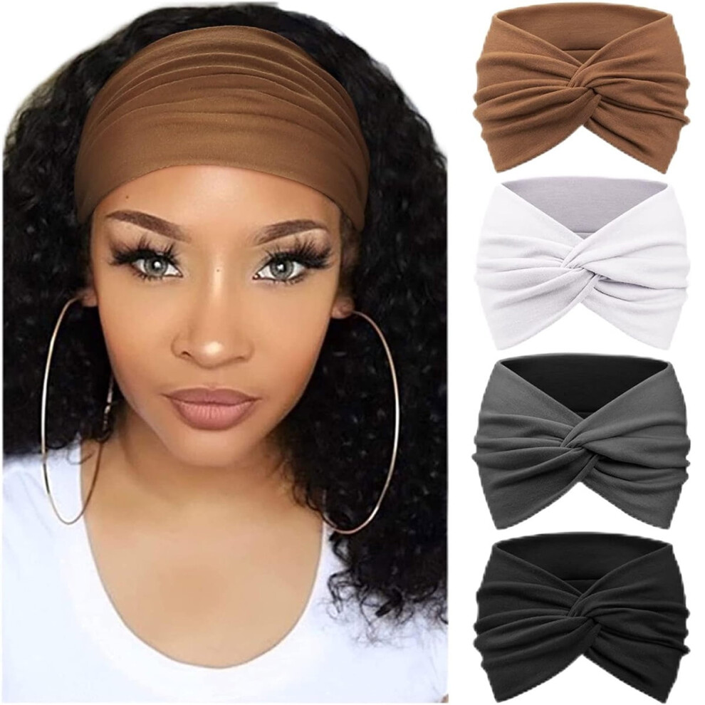 Women's Wide Turban Headbands Boho Elastic 4PCS