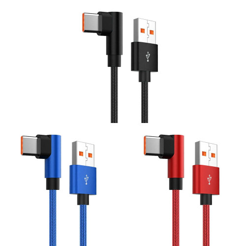 Kabel nylonowy USB-A do USB-C 90 kąt prosty 6 stóp 66 W