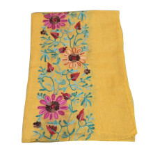 Dames sjaal/omslagdoek van geborduurd katoen met bloemenmotief, lange omslagdoek