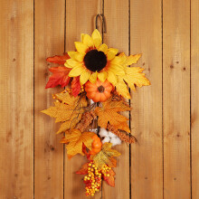 Guirlande de fleurs en forme de larme « Récolte d'automne » 12 x 20 pouces