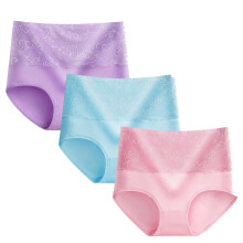 Conjunto de 3 calcinhas de algodão de cintura alta para mulheres