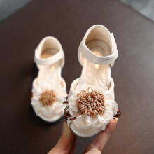 Sandales plates en dentelle florale pour bébés filles, en cuir