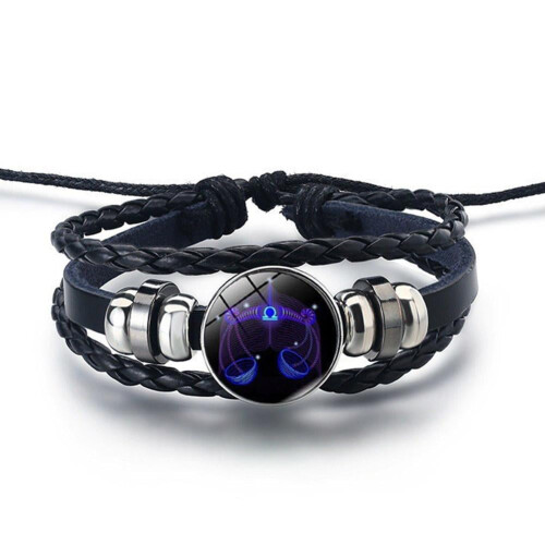 Pulsera de cuero con diseño de constelación unisex