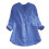 Camicetta da donna blu a maniche lunghe con scollo a V, tinta unita 1