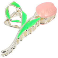Pince à cheveux tulipe rose en métal pour femme (1 pièce)