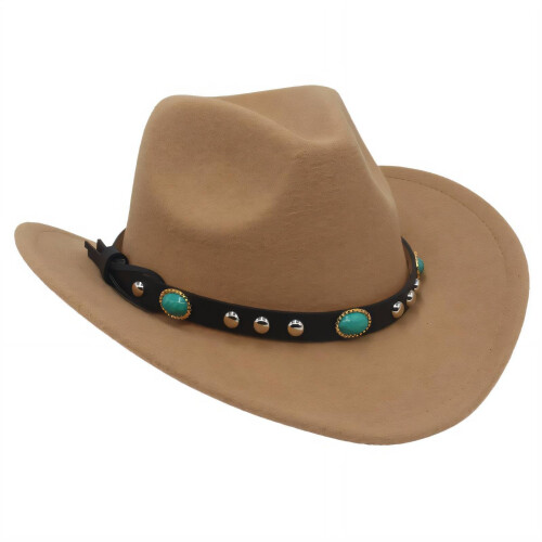 Dames cowboyhoed in boho jazzstijl, camelkleur.