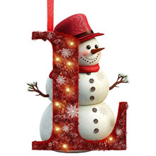 Ensemble de 26 décorations de lettre bonhomme de neige personnalisées avec initiale
