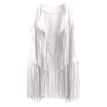 Gilet sans manches à franges en faux daim pour femme