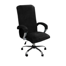 Housse de chaise de bureau en velours noir 2 pièces