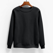 Sudadera de manga larga para mujer, color liso, cuello redondo1