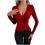 Damen-Langarmshirt aus Polyester, einfarbig, V-Ausschnitt 1