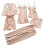 Damen-Freizeitpyjama-Set, beiges Langarmshirt und Hose, Größe S 1