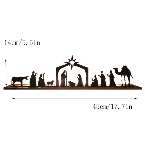 Kerststal van metaal voor binnen, 33 x 8,3 cm 2