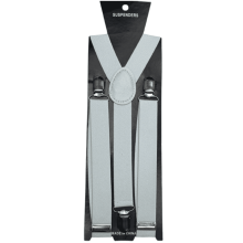 Men's Elastic Polyester Suspenders Adjustable White