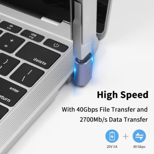 USB C 90-gradersadapter för USB4-kabeladapter, 40 Gbps USB C-adapter 2