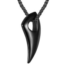 Wolfszahn-Halskette aus Edelstahl, verstellbar von 56 bis 61 cm
