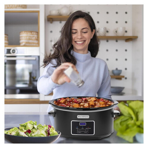 7 Quart Programmable Slow Cooker Black Stainless Steel 1