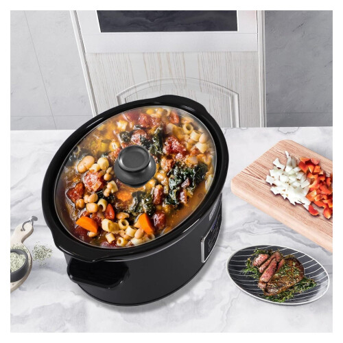 7 Quart Programmable Slow Cooker Black Stainless Steel 2