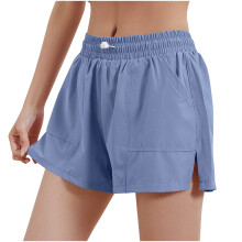 Pantaloni scurți sport cu talie înaltă pentru femei, cu buzunare