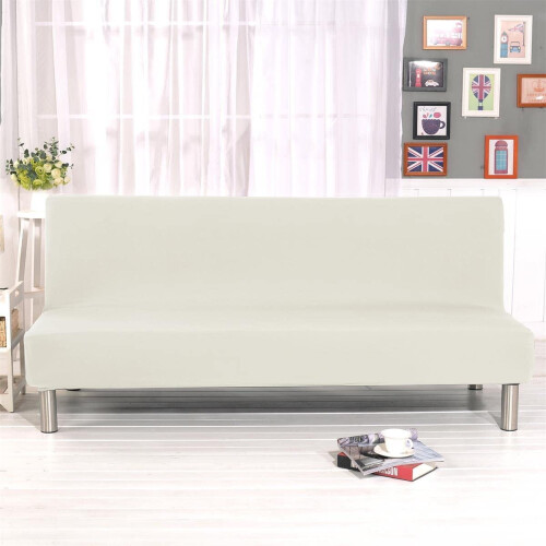 Stretch futon cover for armless sofa beige 1 piece 1