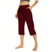 Capri broek voor dames in grote maten met elastische tailleband en zakken