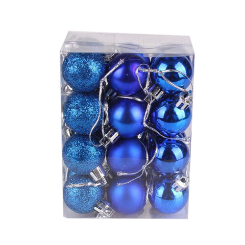 Christmas Ornaments Blue Shatterproof 24 Pieces 1