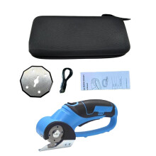 Cordless Electric Fabric Scissors Rechargeable Rotary Leather Carpet Cutting Machine Kit with Spare Blade & Storage Bag