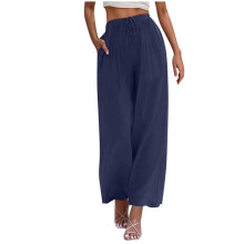 Palazzo-Hose für Damen, sommerlich, fließend, hochgeschnitten, weites Bein