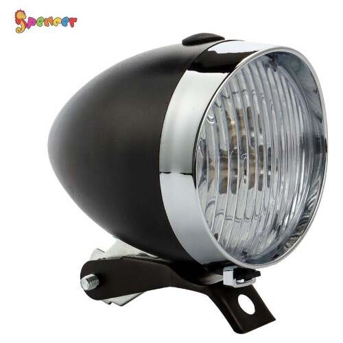 Spencer vintage retro bicycle headlight black 3-LED 1