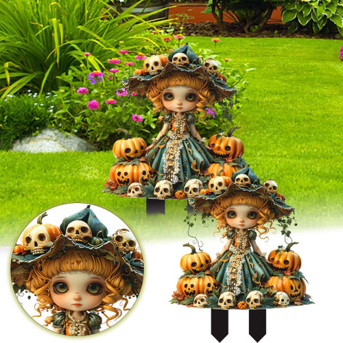 Jardinière acrylique d'Halloween pour cour avec sorcière, fée,