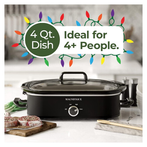 Slow Cooker Casserole Dish Black 4-Quart 1