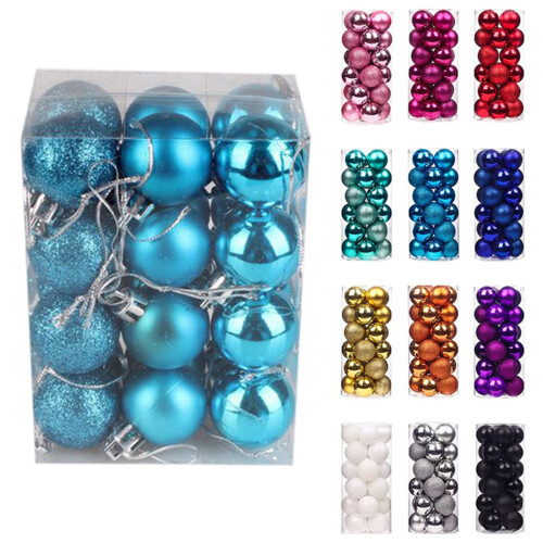 Mini Christmas Balls Ornaments Blue 24 Pieces 2