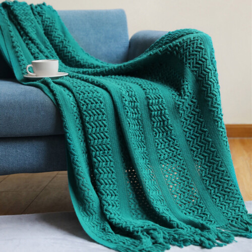 Knitted Throw Blanket Boho Style 50x60 inch 1