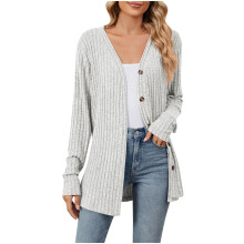 Offene Strickjacke für Damen mit langen Ärmeln und Taschen