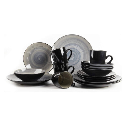 Sonoma stoneware dinnerware set black exterior hand-painted 1