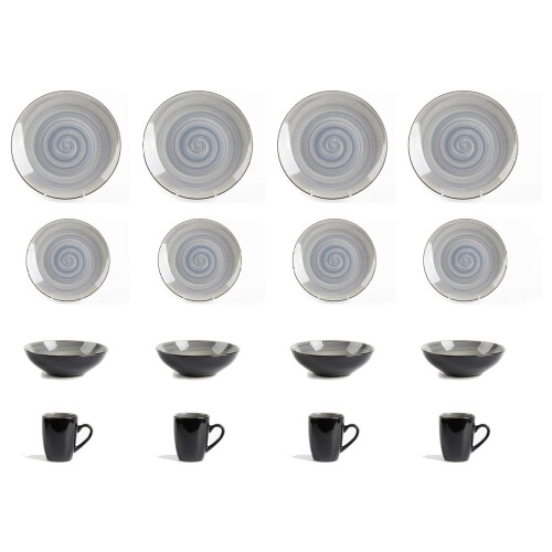 Sonoma stoneware dinnerware set black exterior hand-painted 2