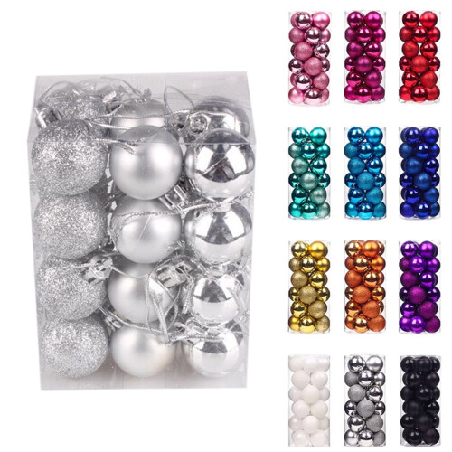 Staron Silver Christmas Ornaments 30mm Balls 24Pcs 2