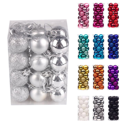 Mini Christmas Balls Ornaments Silver 24Pcs 2