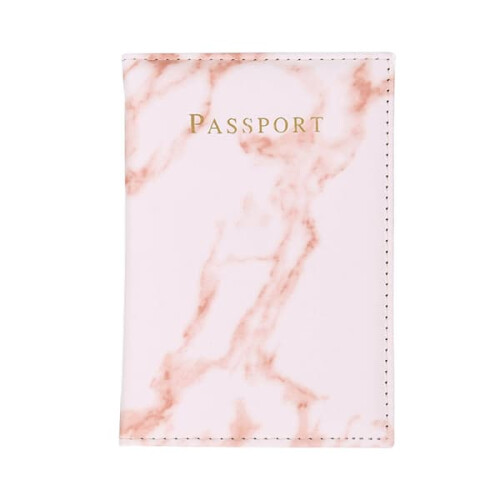 Passport Case Pink Marble Leather Gold Trim 1