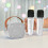 Portable karaoke set white with wireless microphones 2