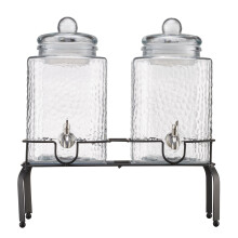 Glass Drink Dispenser with Metal Stand 1.5-Gal 2-Pack