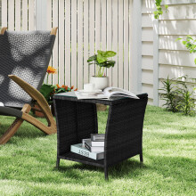ENYOPRO outdoor side table PE rattan square 17.7 inch