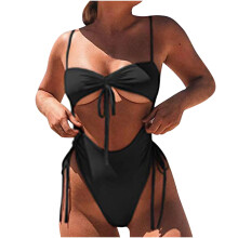 Bikini set voor dames, effen of bedrukt, met opengewerkt detail.