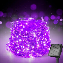 Purple Solar String Lights 16FT 50LED 8 Modes Waterproof