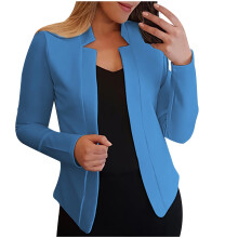 Women's Blazer Jacket Solid Slim Fit Office Work Jacket Blue