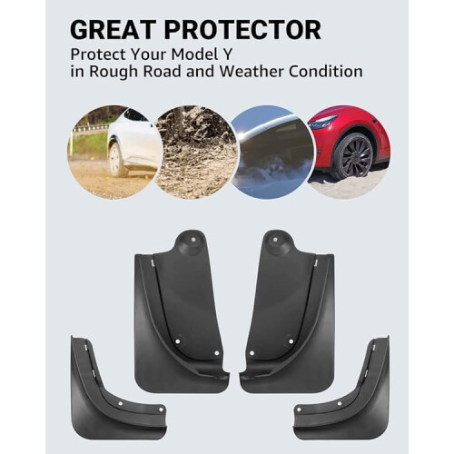 Tesla Model Y mud guards 4 pcs no-drill splash protection 1
