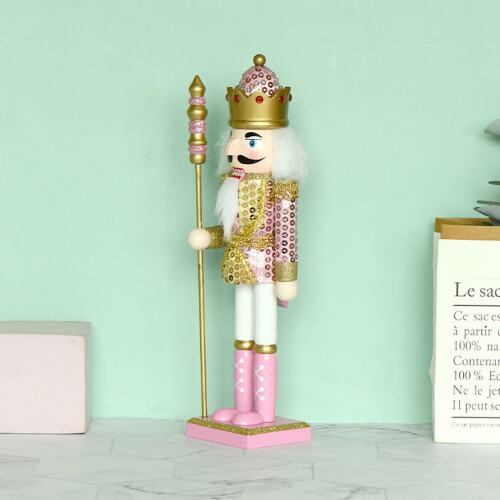 Wooden Pink King Nutcracker Ornament 2PCS 2